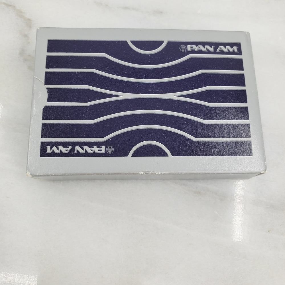 Vintage Pan Am Playing Cards Sealed Deck Navy Silver Airline Memorabilia Retro